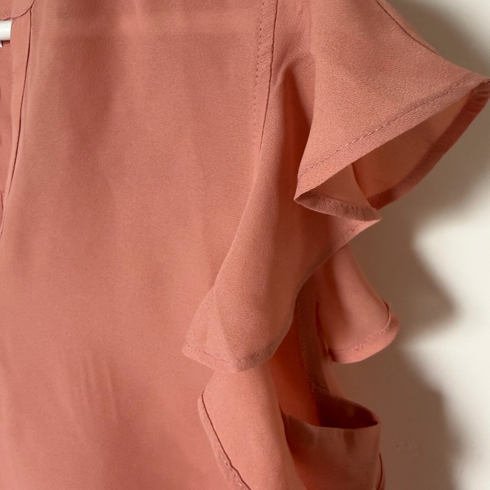 Calvin Klein Ruffled Sleeve Blouse - Coral - Picture 2 of 3